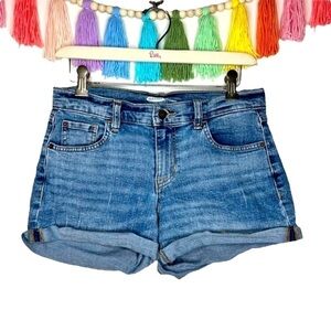 Old Navy Mid Whiskered Rolled Cuff Denim Cotton Boyfriend Jean Shorts Size 4